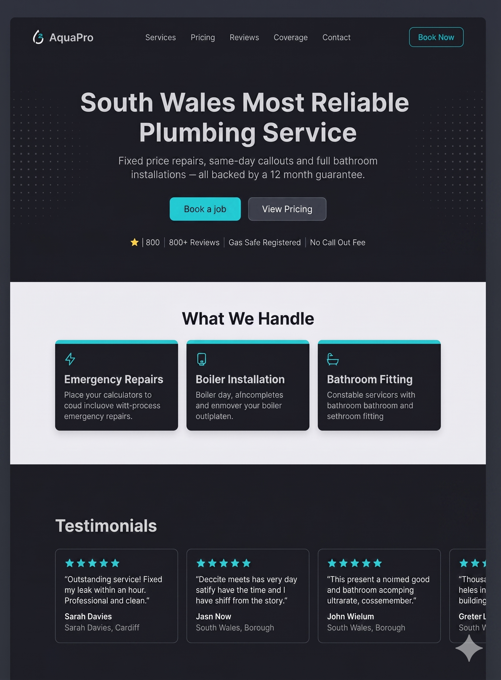 AquaPro — South Wales plumbing website built by Digital Rebuild