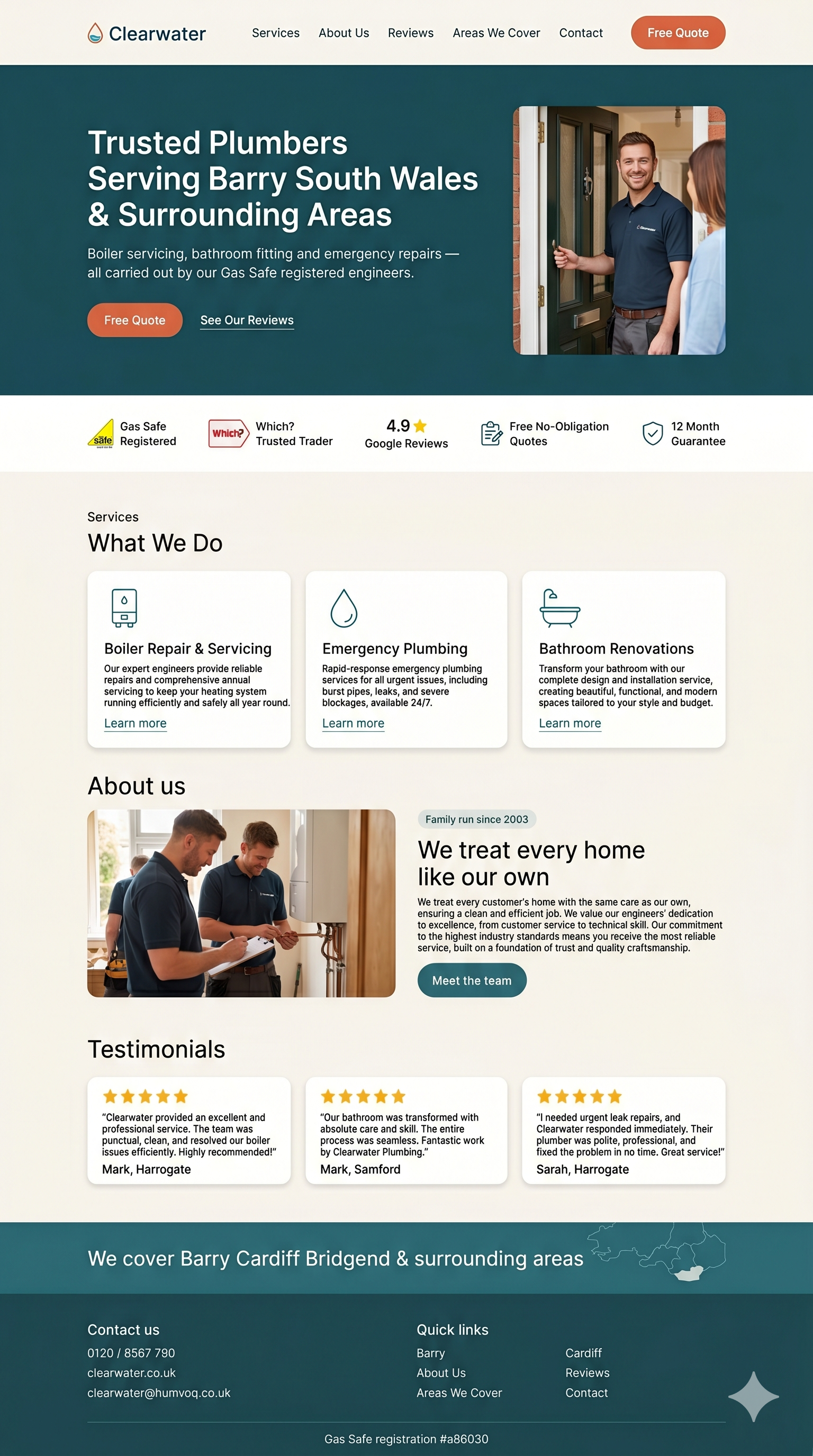 Clearwater — Barry South Wales plumbing website built by Digital Rebuild
